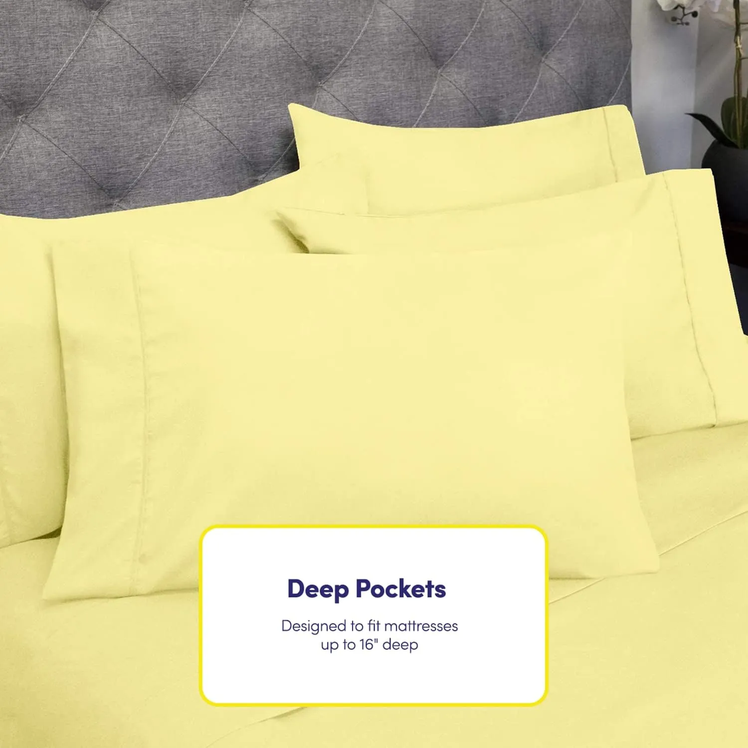 King Size Bed Sheets - 6 Piece 1500 Supreme Collection Fine Brushed Microfiber Deep Pocket King Sheet Set Bedding - 2 Extra Pillow Cases, Great Value, King, Pale Yellow