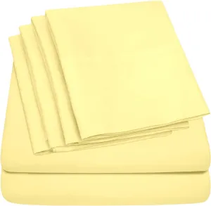 King Size Bed Sheets - 6 Piece 1500 Supreme Collection Fine Brushed Microfiber Deep Pocket King Sheet Set Bedding - 2 Extra Pillow Cases, Great Value, King, Pale Yellow