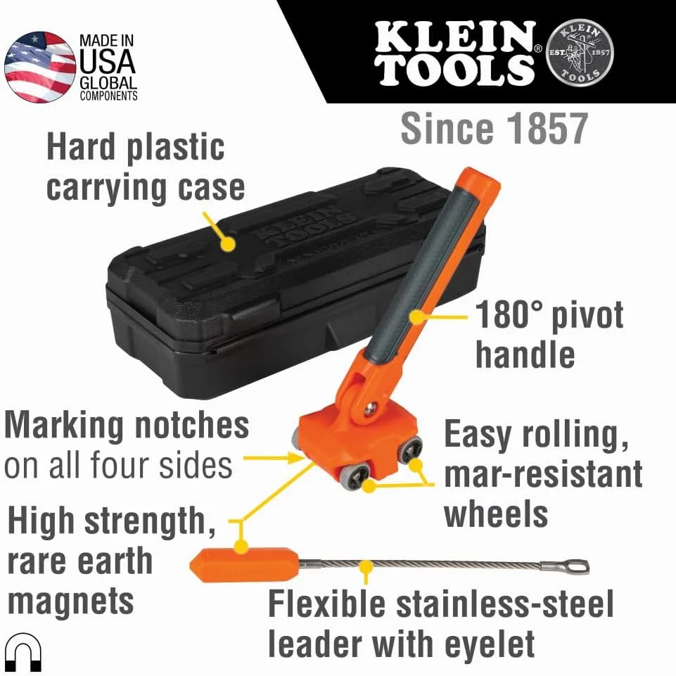 Klein Tools 80051 Wire Puller Kit with 30-Foot Glow Fish Rod and Magnetic Wire Puller, 2 Piece