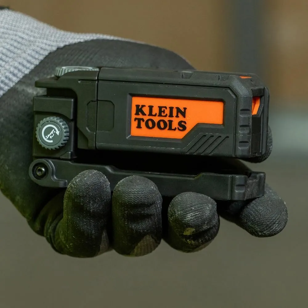 Klein Tools 93PTL Magnetic Pocket Laser Level, Bright Red Leveling and Alignment Tool, 3 Bubble Vials, 360-Degree Wall Attachment, Picture Hanging