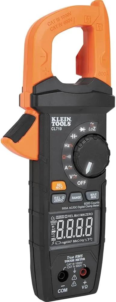 Klein Tools CL710 Pro Digital Clamp Meter with Illuminated Dial, 600A AC/DC Auto-Ranging, TRMS, NCVT, 6000 Count LCD, Measures Current, LOZ, Continuity, Frequency