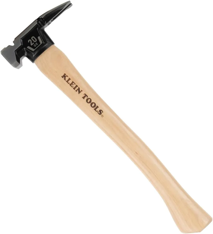 Klein Tools H80920HS Smooth Face Hammer with Straight Claw, 20-Ounce Forged Steel, Hickory Handle, California Framing Style, Magnetic Nail Starter, and Extra-Large Squared Strike Face