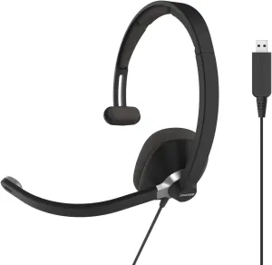 Koss CS295-USB Single-Sided On-Ear Communication Headset, Noise Cancelling Electret Microphone, Flexible Microphone Arm, Wired with USB Plug, Black
