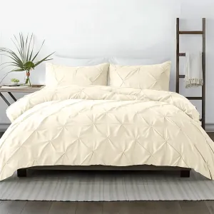 Kotton Culture 600 Thread Count Pinch 3 Piece Duvet Cover Set Egyptian Cotton Breathable All Season Comforter Cover with Zipper Closure & Corner Ties (Butter, Queen)