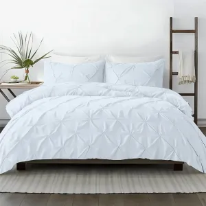 Kotton Culture 600 Thread Count Pinch Pleated 3 Piece Duvet Cover Set 100% Egyptian Cotton Breathable All Season Comforter Cover with Zipper Closure & Corner Ties (Sky Blue, Queen)