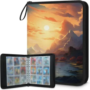 Landscape Lake 3 Ring Trading Zipper Binder Strap, Trading Card Binder 9 Pocket, 900 Pockets Card Holder with 50 Removable Sleeves for Game Cards