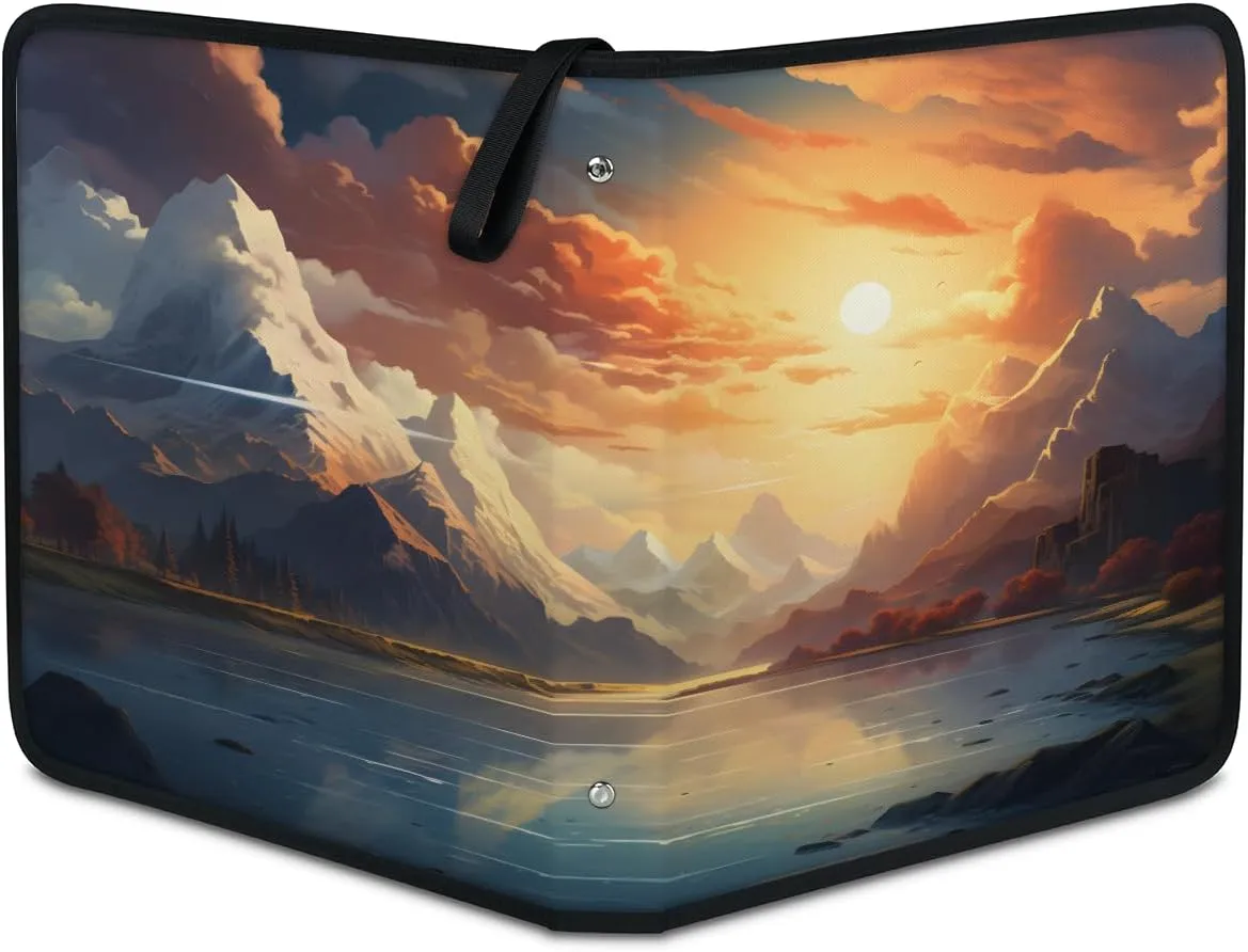 Landscape Lake 3 Ring Trading Zipper Binder Strap, Trading Card Binder 9 Pocket, 900 Pockets Card Holder with 50 Removable Sleeves for Game Cards
