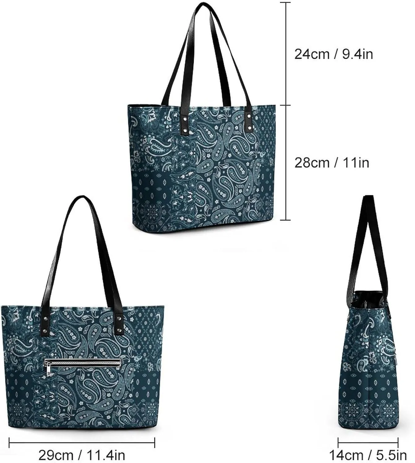 Large Casual Soft Leather Purse Fashion Hobo Handbags Tote Bag With Zipper