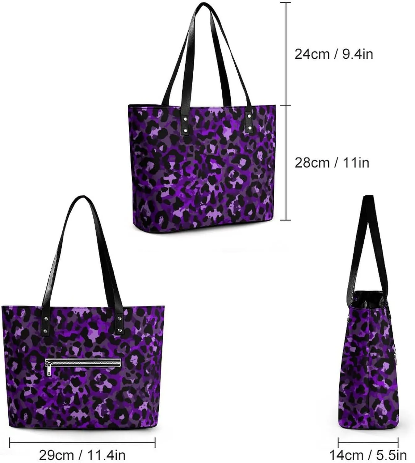 Large Casual Soft Leather Purse Fashion Hobo Handbags Tote Bag With Zipper