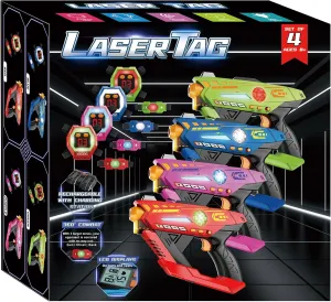 Laser Tag Guns Set of 4 - Rechargeable Infrared Technology Laser Tag for Kids, 360° Sensors LCDs Adjustable Life Value, Fun Family Game Toy Guns Teen Gifts for Ages 8 