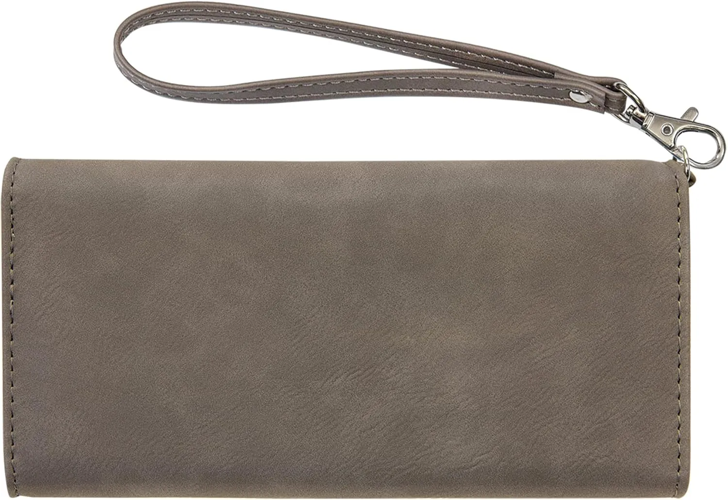 LaserGram Faux Leather Womens Wallet with Strap, Tambourine, Personalized Engraving Included (Gray)