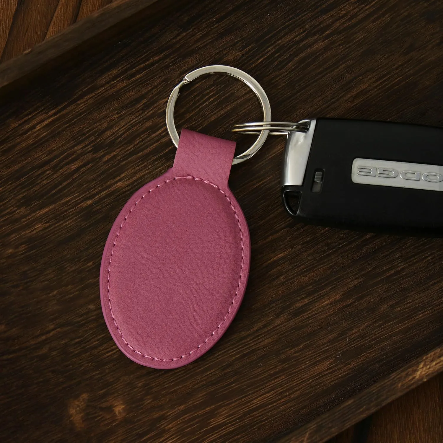 LaserGram Oval Keychain, Farm Tractor, Personalized Engraving Included