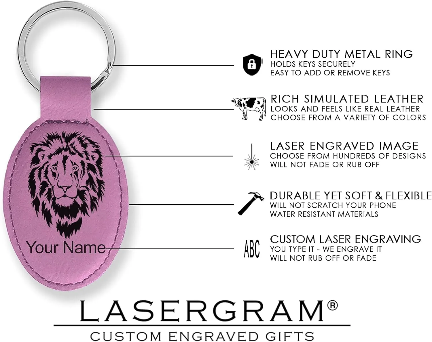 LaserGram Oval Keychain, Farm Tractor, Personalized Engraving Included