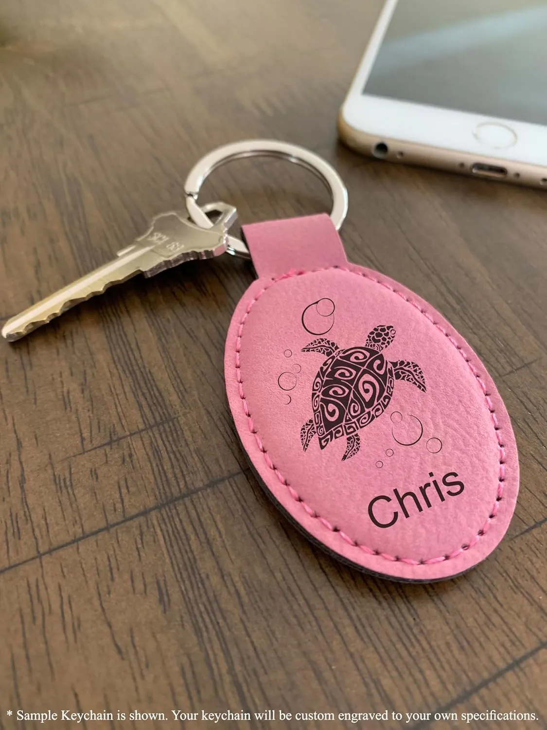 LaserGram Oval Keychain, Farm Tractor, Personalized Engraving Included