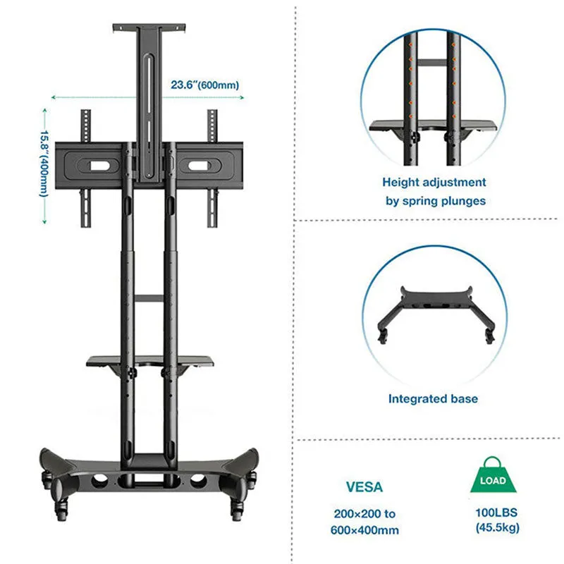 LCD TV Trolley for Commercial Use & home both, 5 Years Warranty (H04)