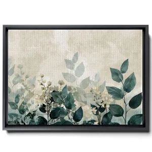 Leaf And Flower Illustration, In Light White And Light Indigo Style, Graflex Speed Graphics, Light Blue And Light Beige, Scientific Illustration, Canvas
