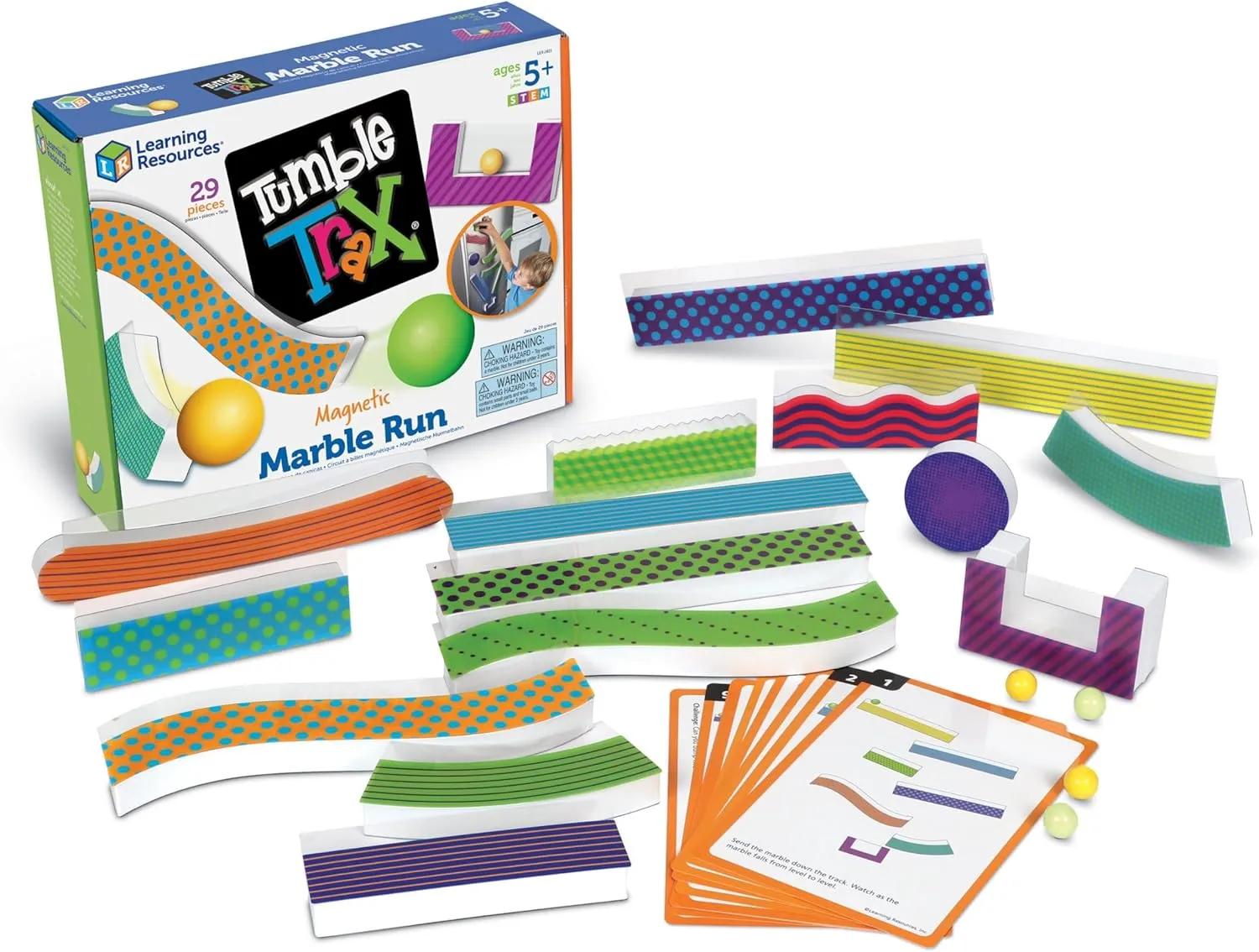Learning Resources Tumble Trax Magnetic Marble Run - Montessori, Classroom Must Haves, Small Kinetic Magnets Balls, STEM Toys for Kids, Fine Motor Skills, Gifts for Boys and Girls, Wall Activity