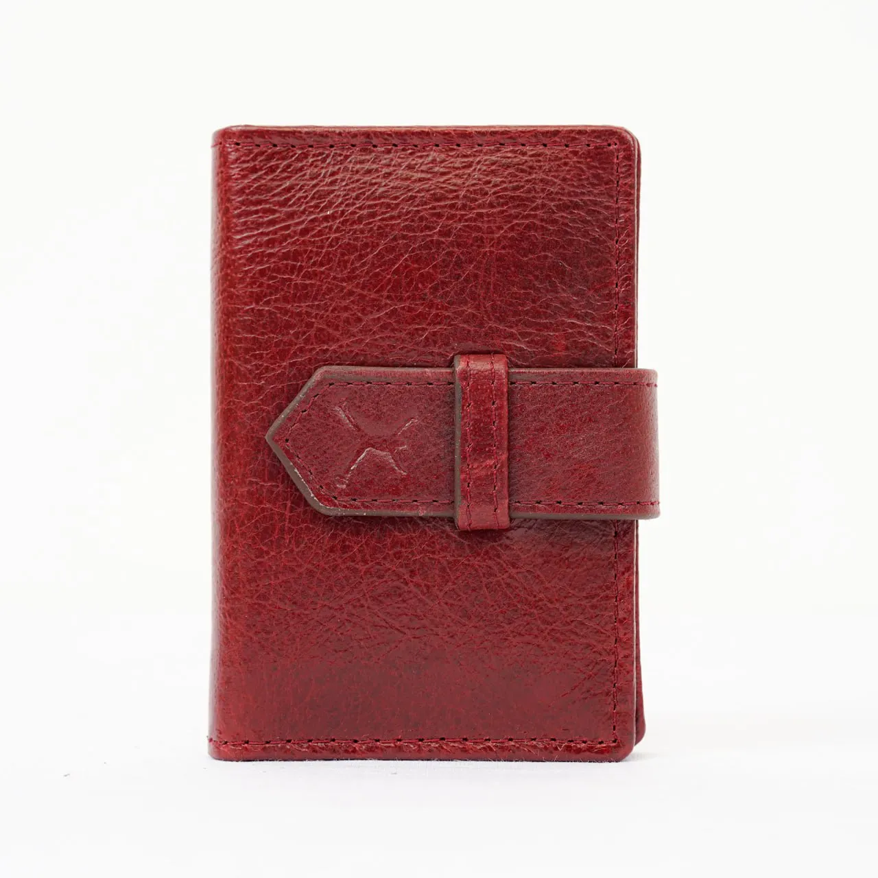Leather Card Holder - Maroon