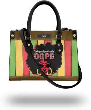 Leather Handbag for Black Women, Custom Name Tote Bag, Mother's Day, Birthday & Christmas Gifts