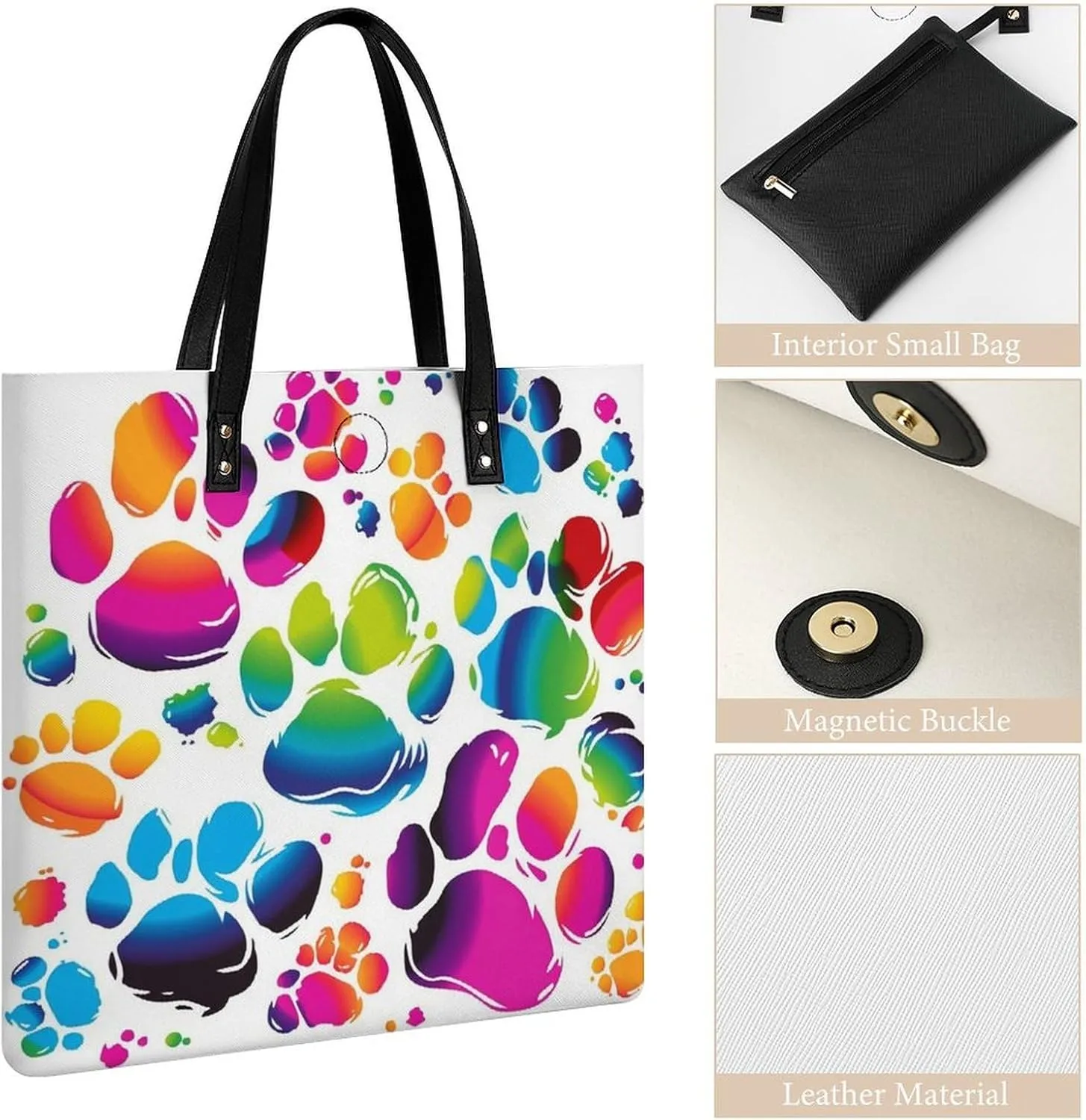Leather Handbag for Women Tote Bag with Magnetic Buckle A Full Pizza Crossbody Bag Shoulder Bags