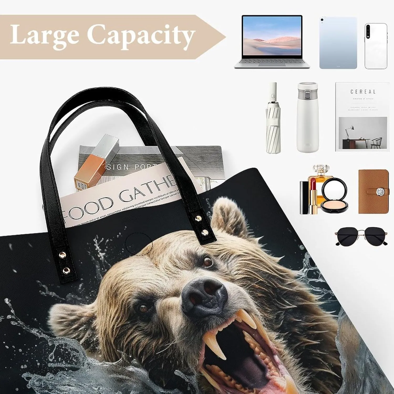 Leather Handbag for Women Tote Bag with Magnetic Buckle A Full Pizza Crossbody Bag Shoulder Bags