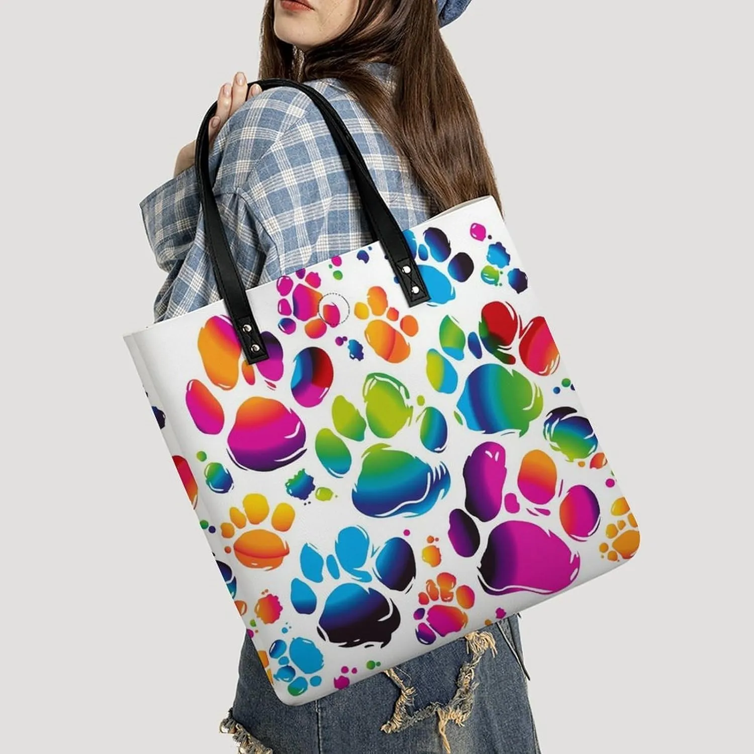 Leather Handbag for Women Tote Bag with Magnetic Buckle A Full Pizza Crossbody Bag Shoulder Bags