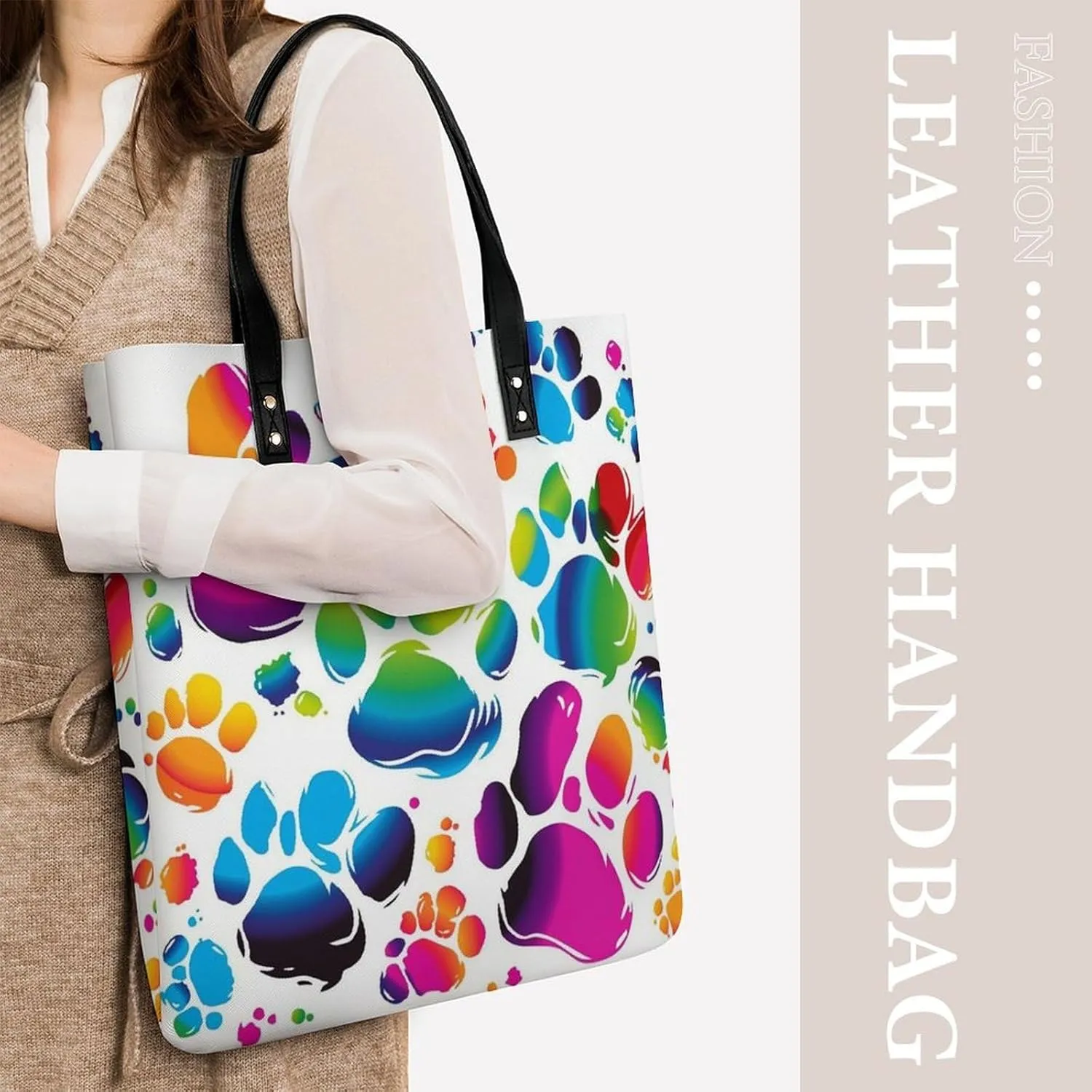 Leather Handbag for Women Tote Bag with Magnetic Buckle A Full Pizza Crossbody Bag Shoulder Bags