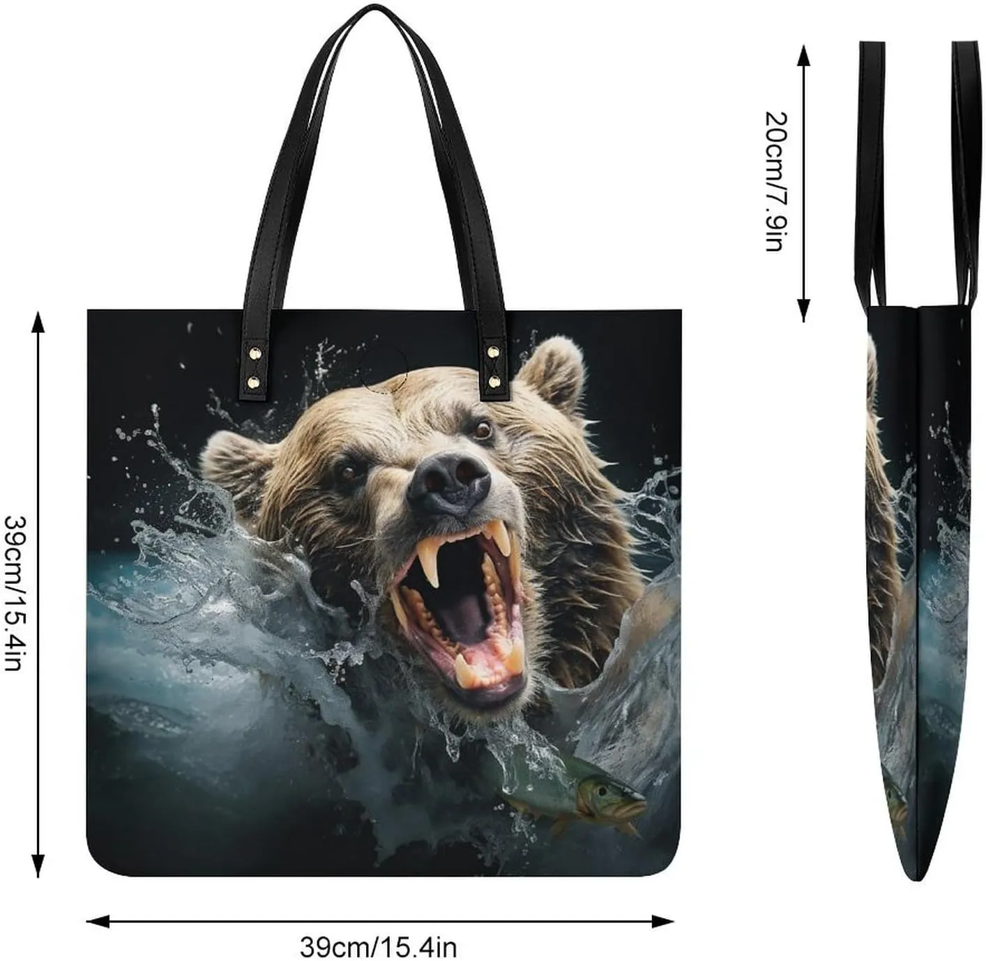 Leather Handbag for Women Tote Bag with Magnetic Buckle A Full Pizza Crossbody Bag Shoulder Bags