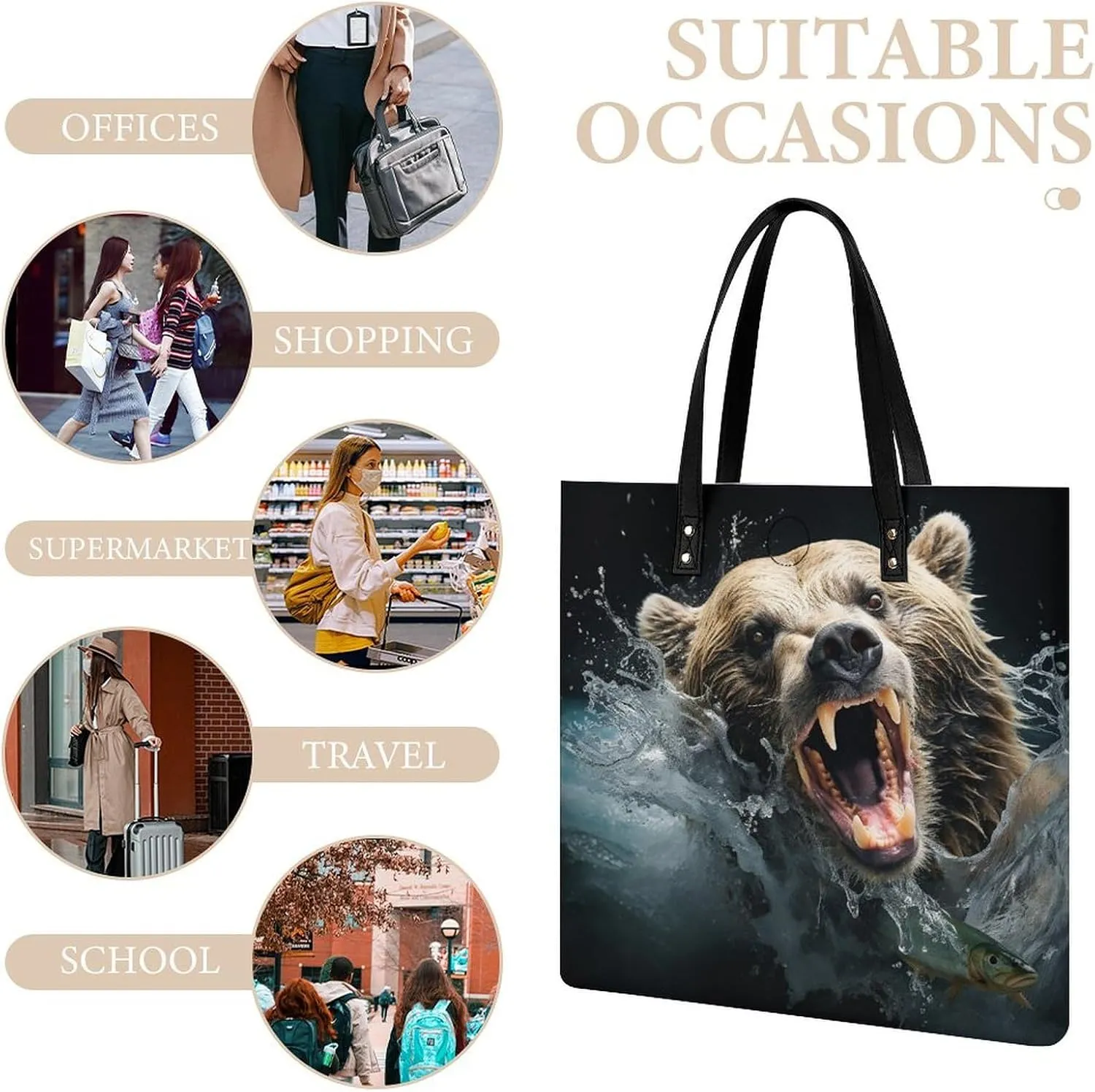 Leather Handbag for Women Tote Bag with Magnetic Buckle A Full Pizza Crossbody Bag Shoulder Bags