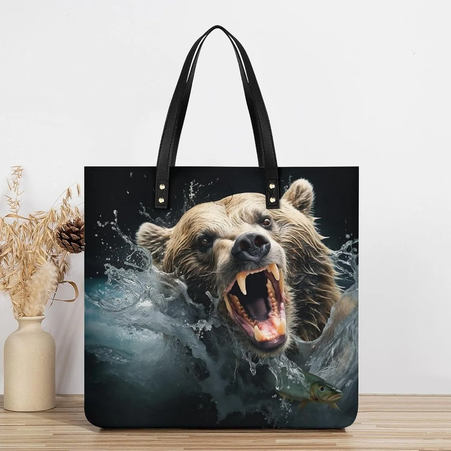 Leather Handbag for Women Tote Bag with Magnetic Buckle A Full Pizza Crossbody Bag Shoulder Bags