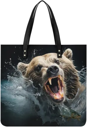 Leather Handbag for Women Tote Bag with Magnetic Buckle A Full Pizza Crossbody Bag Shoulder Bags