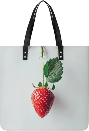 Leather Handbag for Women Tote Bag with Magnetic Buckle A Strawberry Hanging Crossbody Bag Shoulder Bag