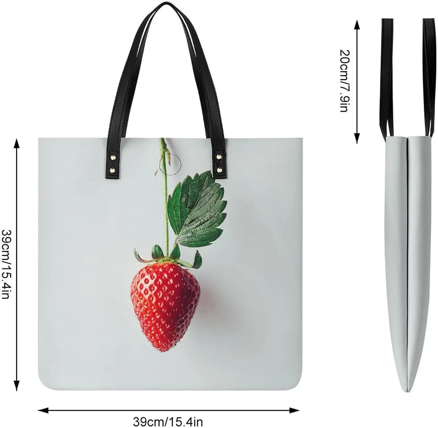 Leather Handbag for Women Tote Bag with Magnetic Buckle A Strawberry Hanging Crossbody Bag Shoulder Bag