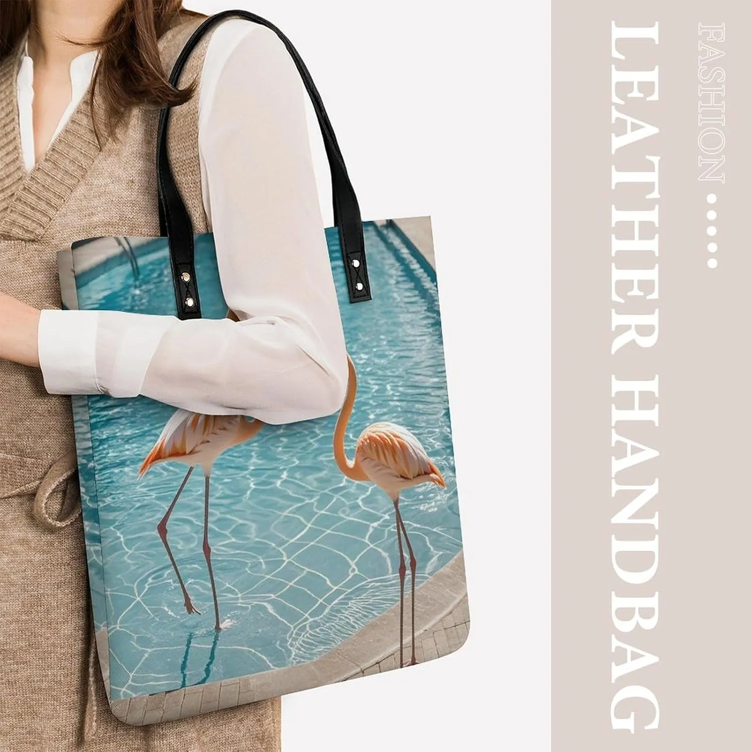 Leather Handbag for Women Tote Bag with Magnetic Buckle Angel with Blue Wings Crossbody Bag Shoulder Bags