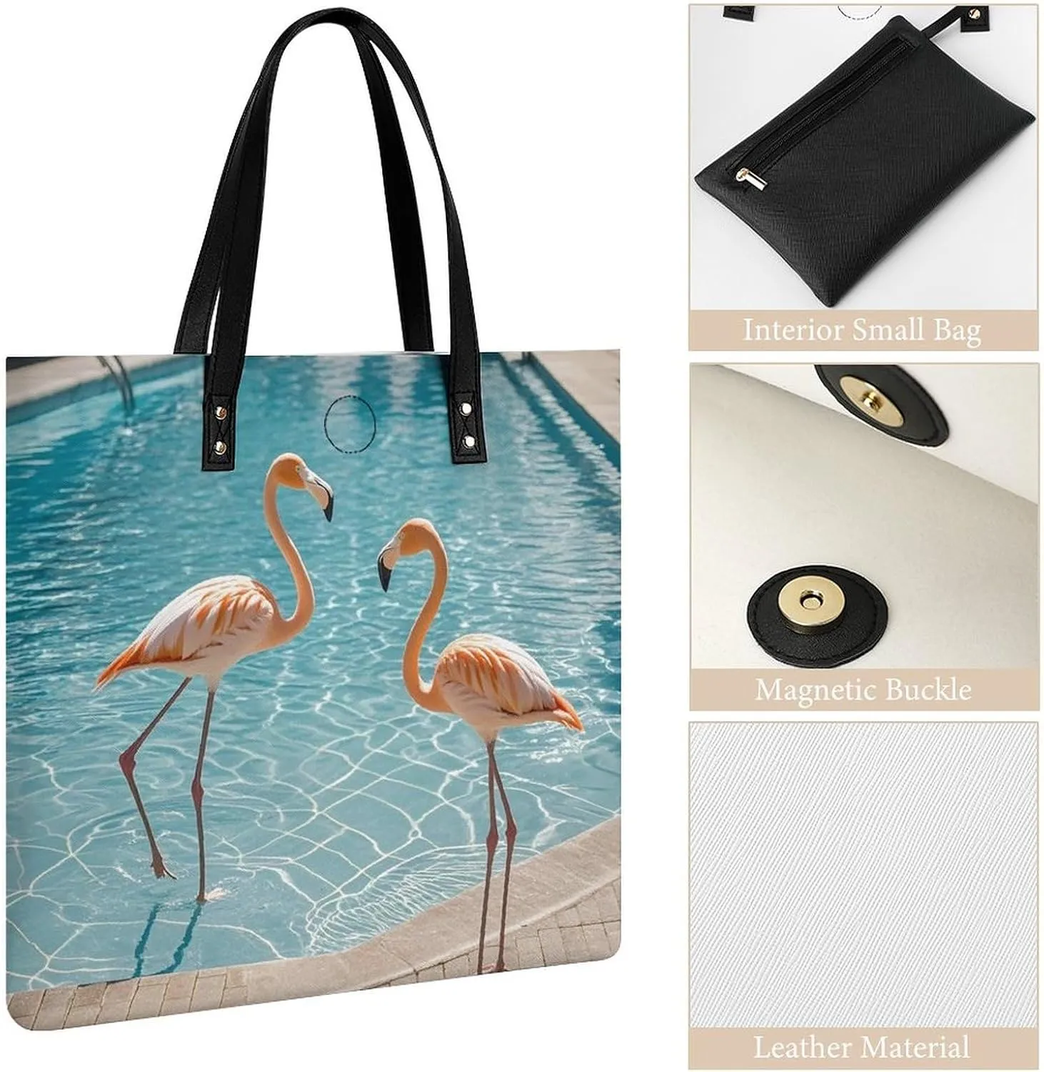 Leather Handbag for Women Tote Bag with Magnetic Buckle Angel with Blue Wings Crossbody Bag Shoulder Bags