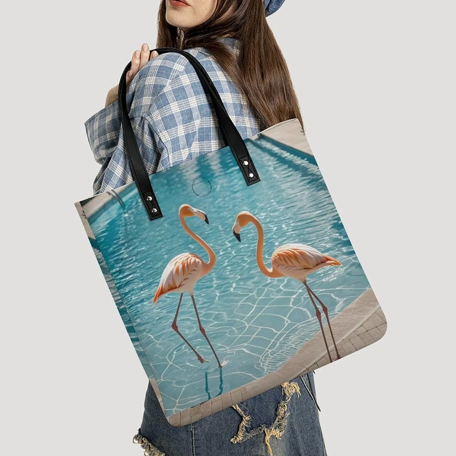 Leather Handbag for Women Tote Bag with Magnetic Buckle Angel with Blue Wings Crossbody Bag Shoulder Bags