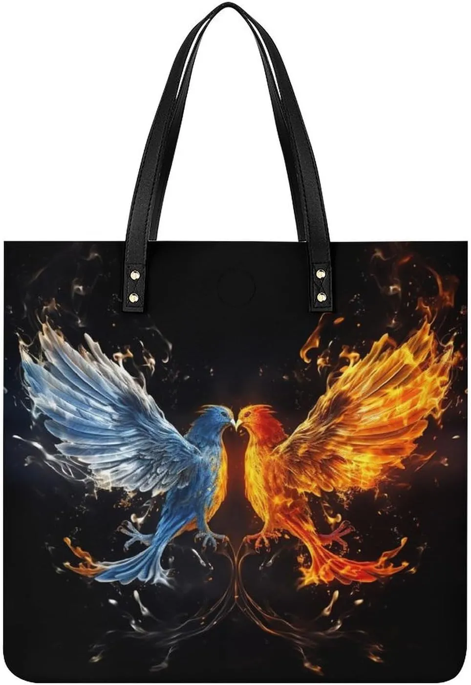 Leather Handbag for Women Tote Bag with Magnetic Buckle Bird Fire And Water Crossbody Bag Shoulder Bags