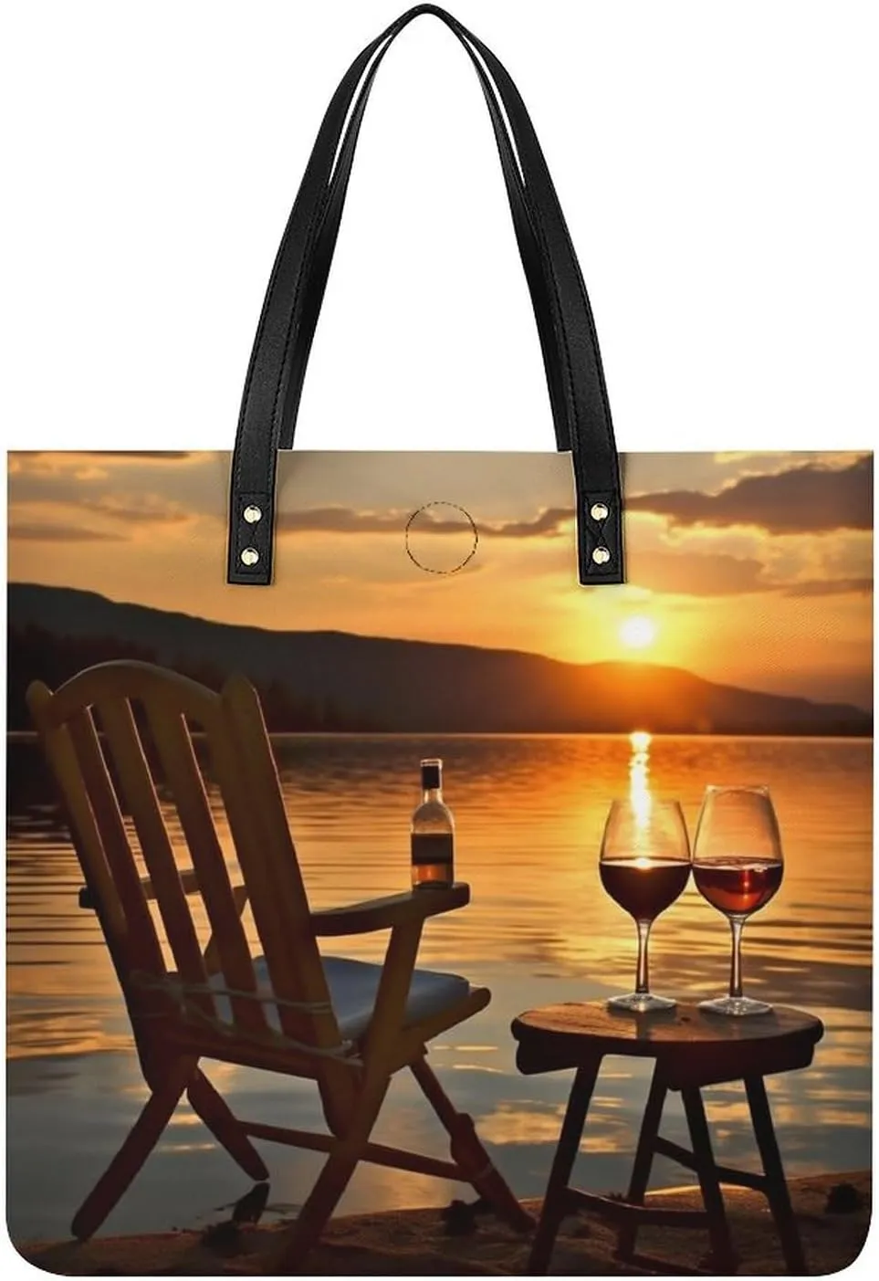 Leather Handbag for Women Tote Bag with Magnetic Buckle Dove Sun Art Crossbody Bag Shoulder Bags