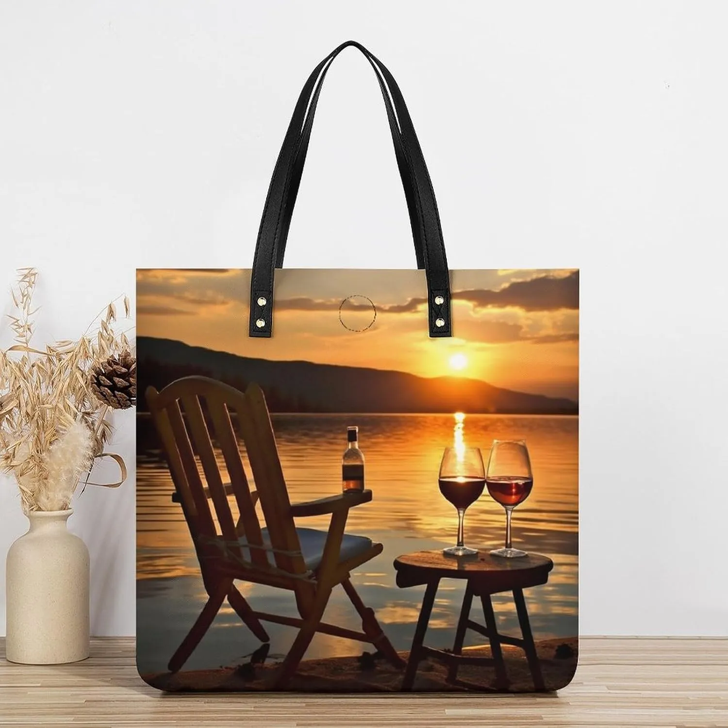 Leather Handbag for Women Tote Bag with Magnetic Buckle Dove Sun Art Crossbody Bag Shoulder Bags