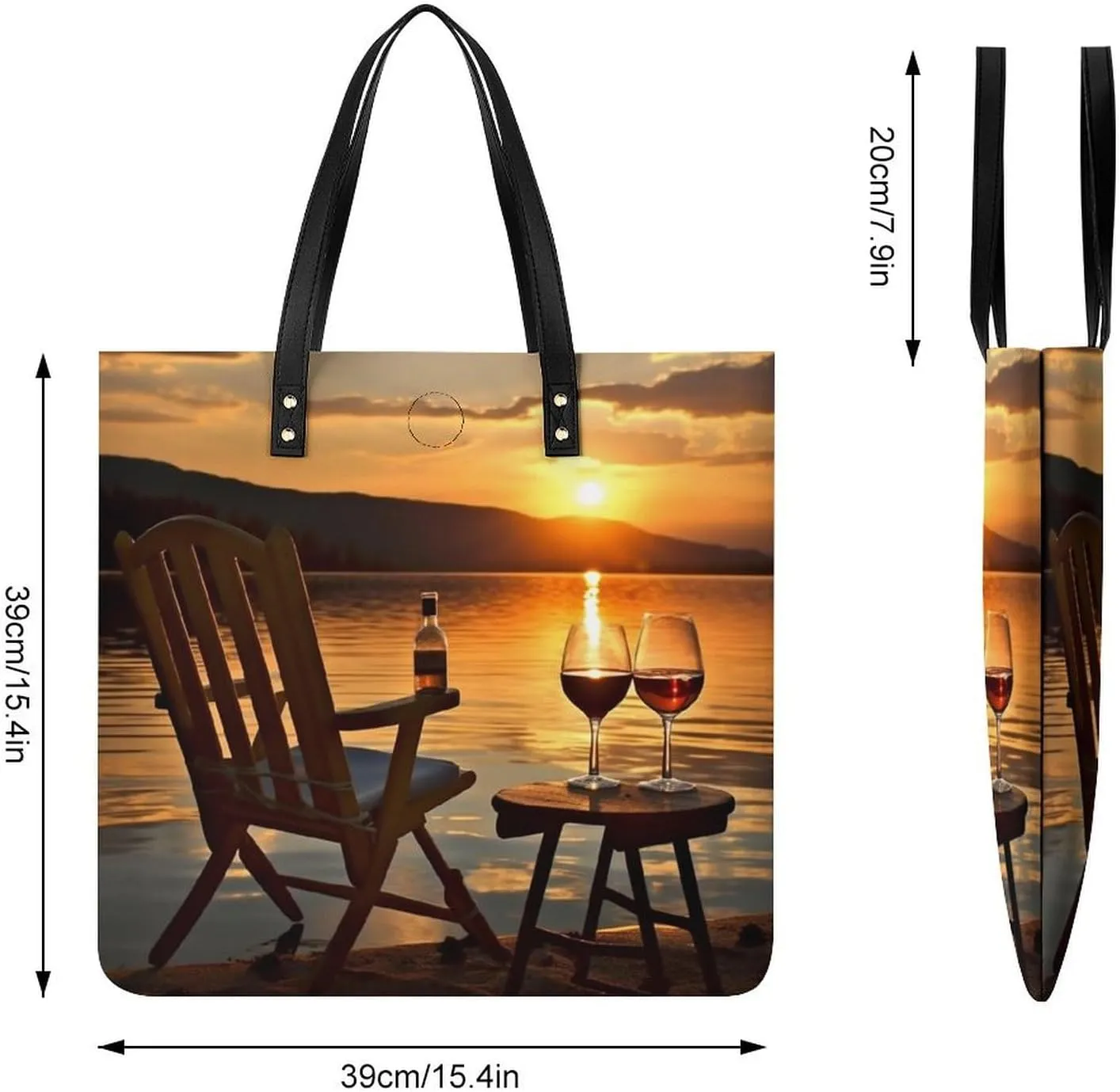 Leather Handbag for Women Tote Bag with Magnetic Buckle Dove Sun Art Crossbody Bag Shoulder Bags
