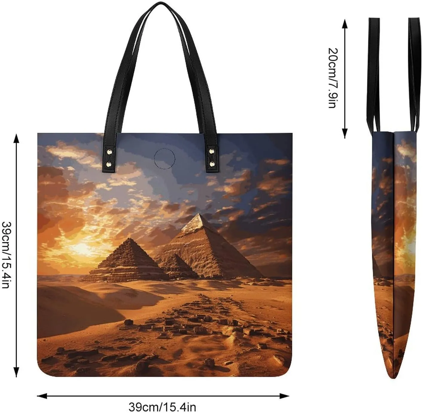 Leather Handbag for Women Tote Bag with Magnetic Buckle Egyptian Pyramids Crossbody Bag Shoulder Bags