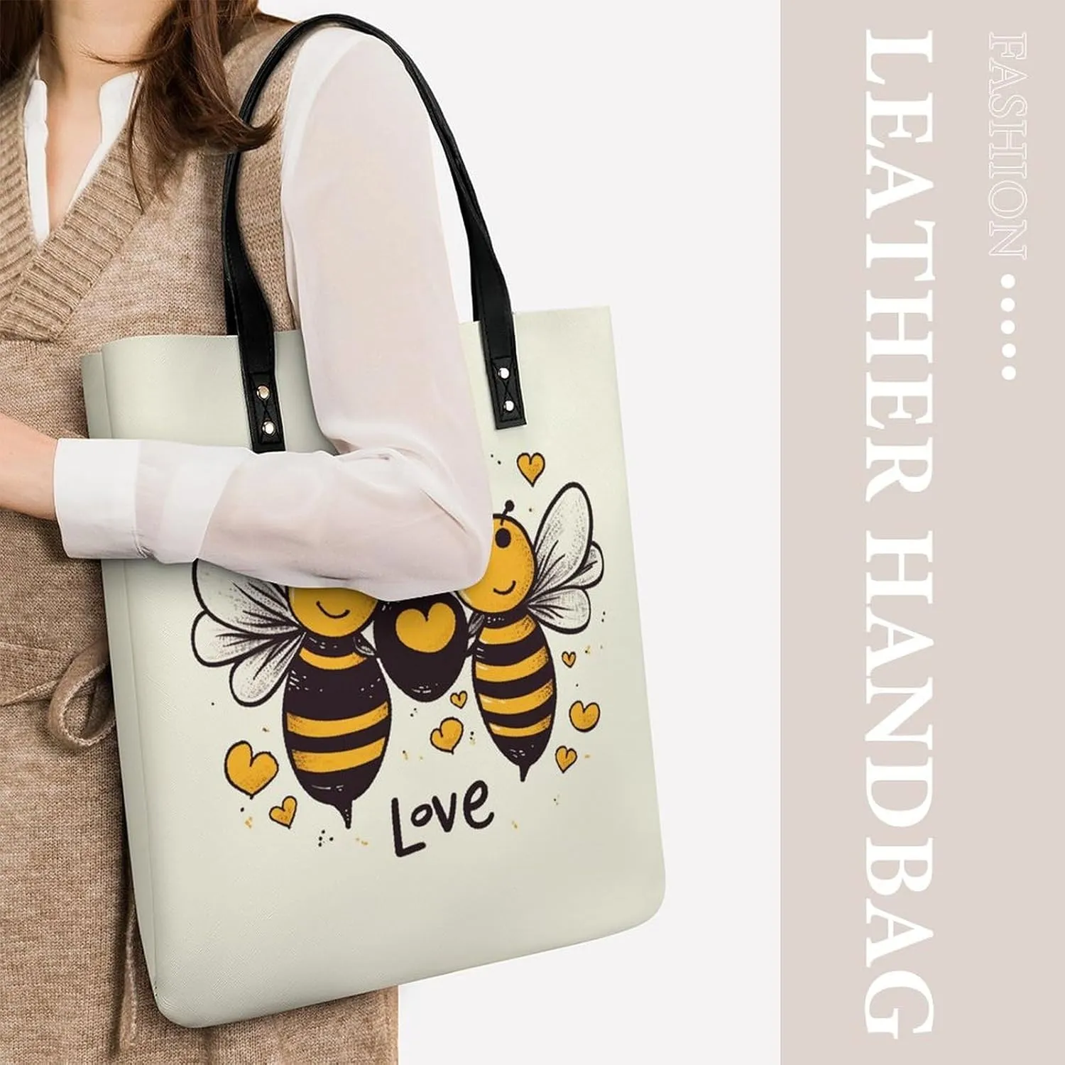 Leather Handbag for Women Tote Bag with Magnetic Buckle Kiwi Slice Crossbody Bag Shoulder Bag