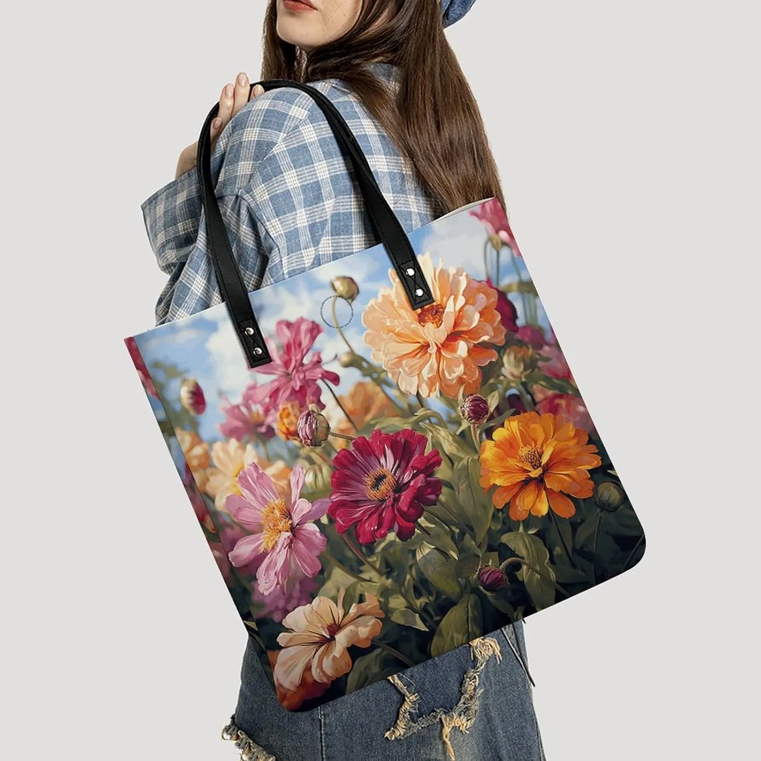 Leather Handbag for Women Tote Bag with Magnetic Buckle Kiwi Slice Crossbody Bag Shoulder Bag