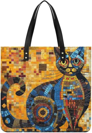 Leather Handbag for Women Tote Bag with Magnetic Buckle Louvre Museum in Paris Crossbody Bag Shoulder Bags