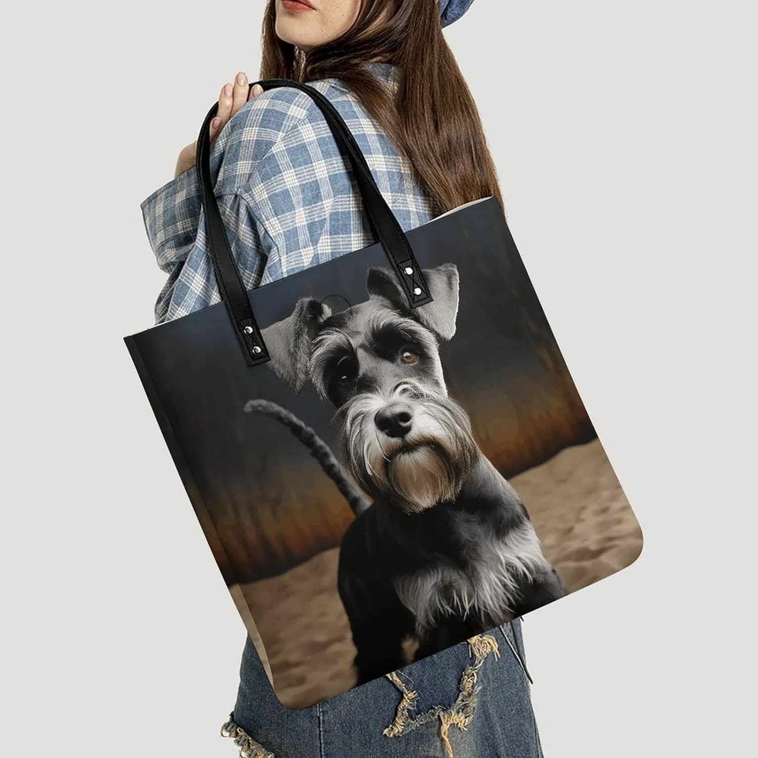 Leather Handbag for Women Tote Bag with Magnetic Buckle Xmas Snowman Crossbody Bag Shoulder Bag