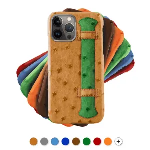 Leather iPhone "Strap case" / cover - iPhone 15 14 & 13 ( All models ) - Ostrich skin