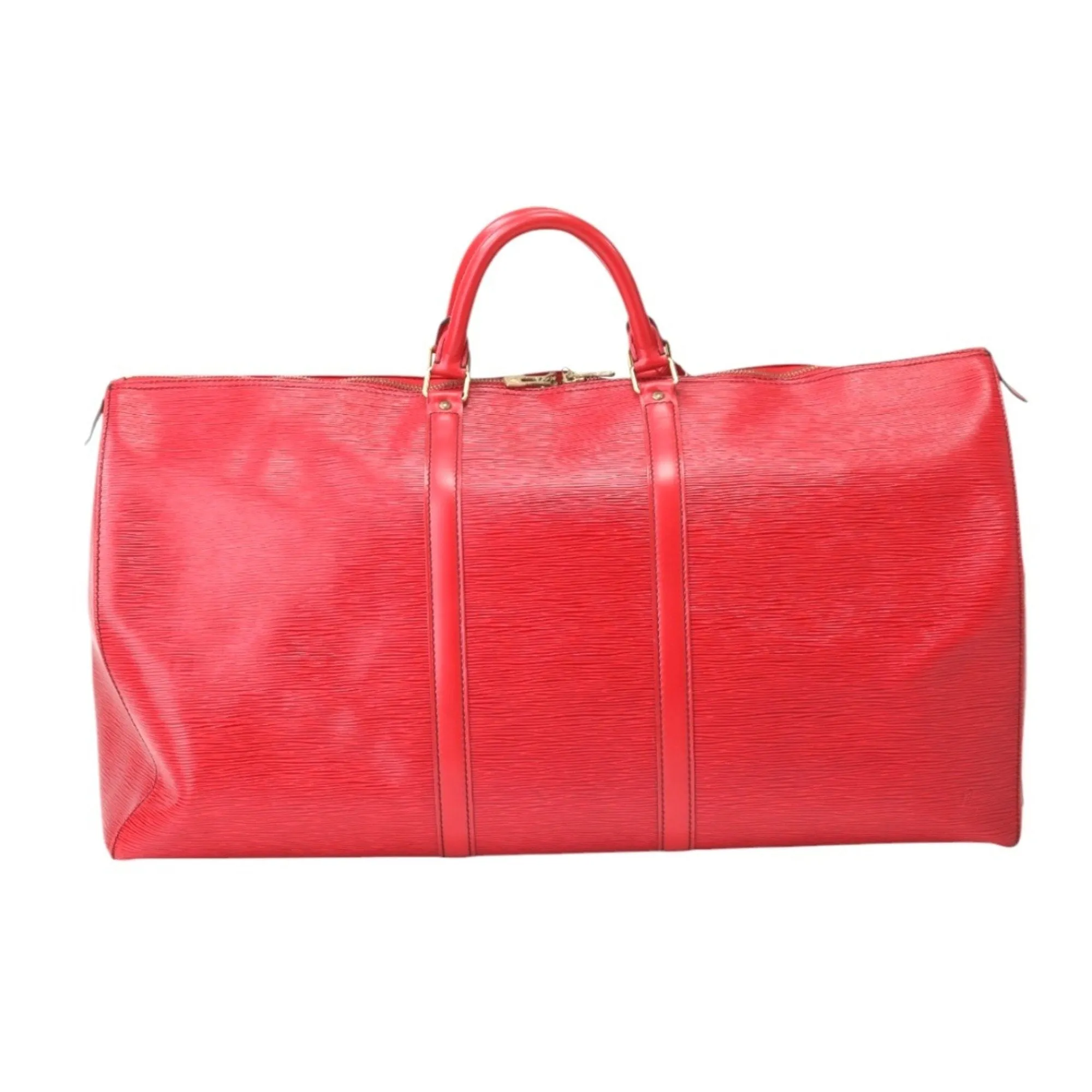 Leather Keepall Travel Bag with Name Tag