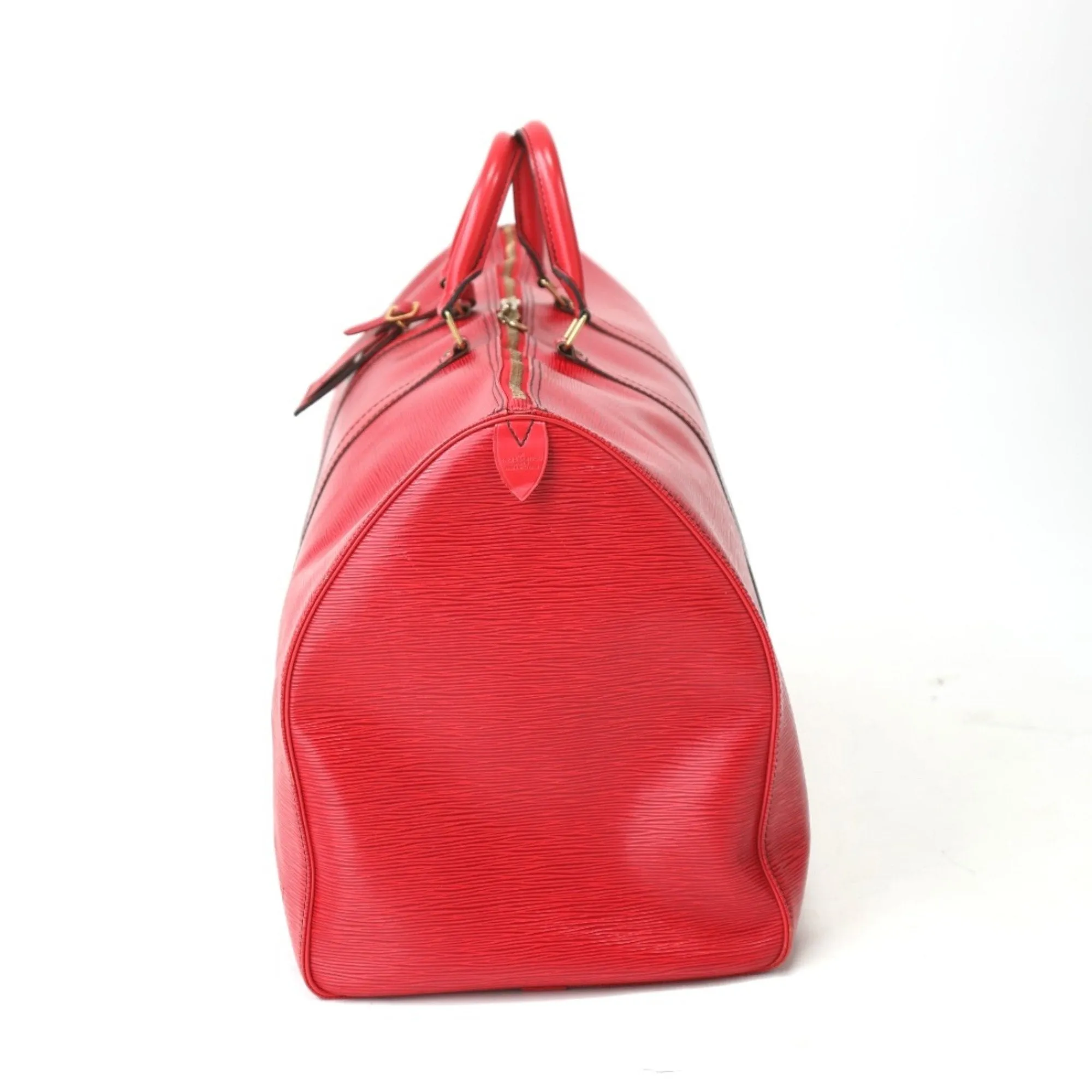 Leather Keepall Travel Bag with Name Tag