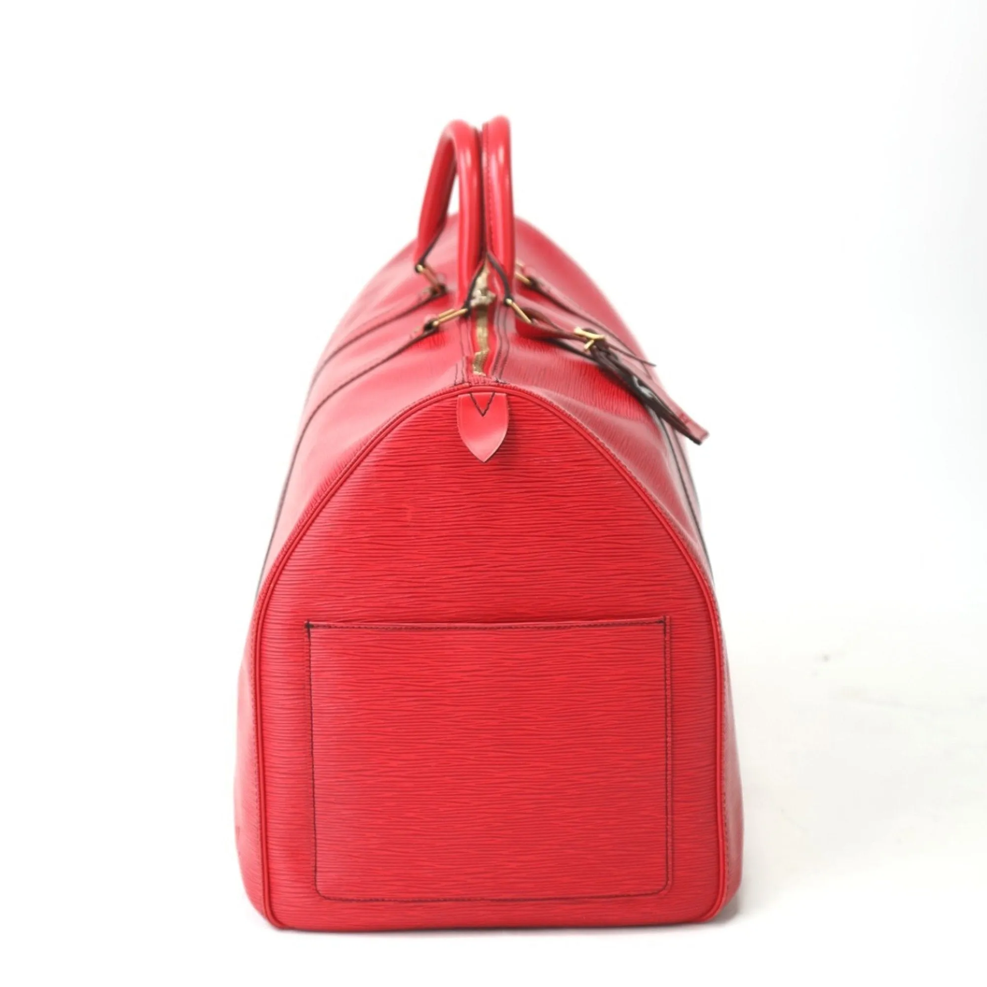 Leather Keepall Travel Bag with Name Tag