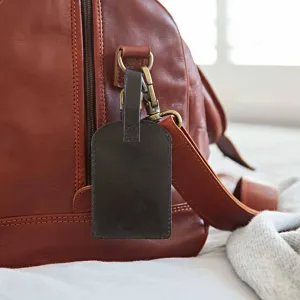 Leather Luggage Tags - Handmade: Black or Brown